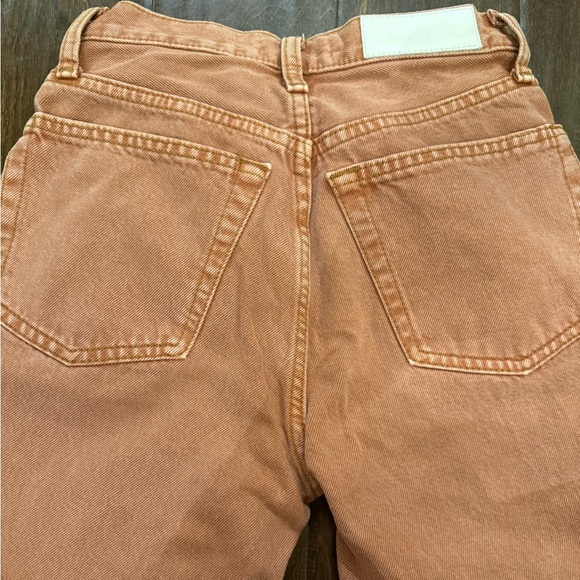 RE/DONE 70s High Rise Stove Pipe Straight Leg Jeans Red Burnt Orange size 24 - Picture 10 of 15